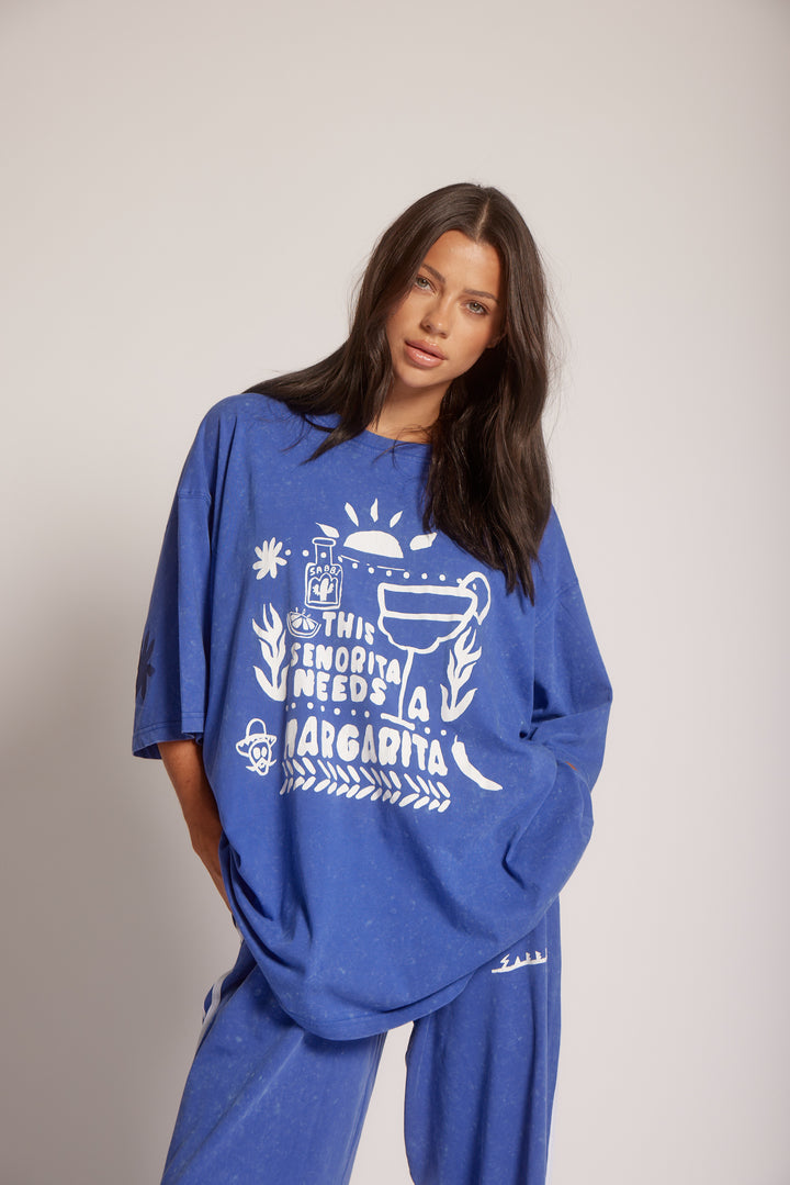 THE VERY OVERSIZED MARGIE TEE - ROYAL