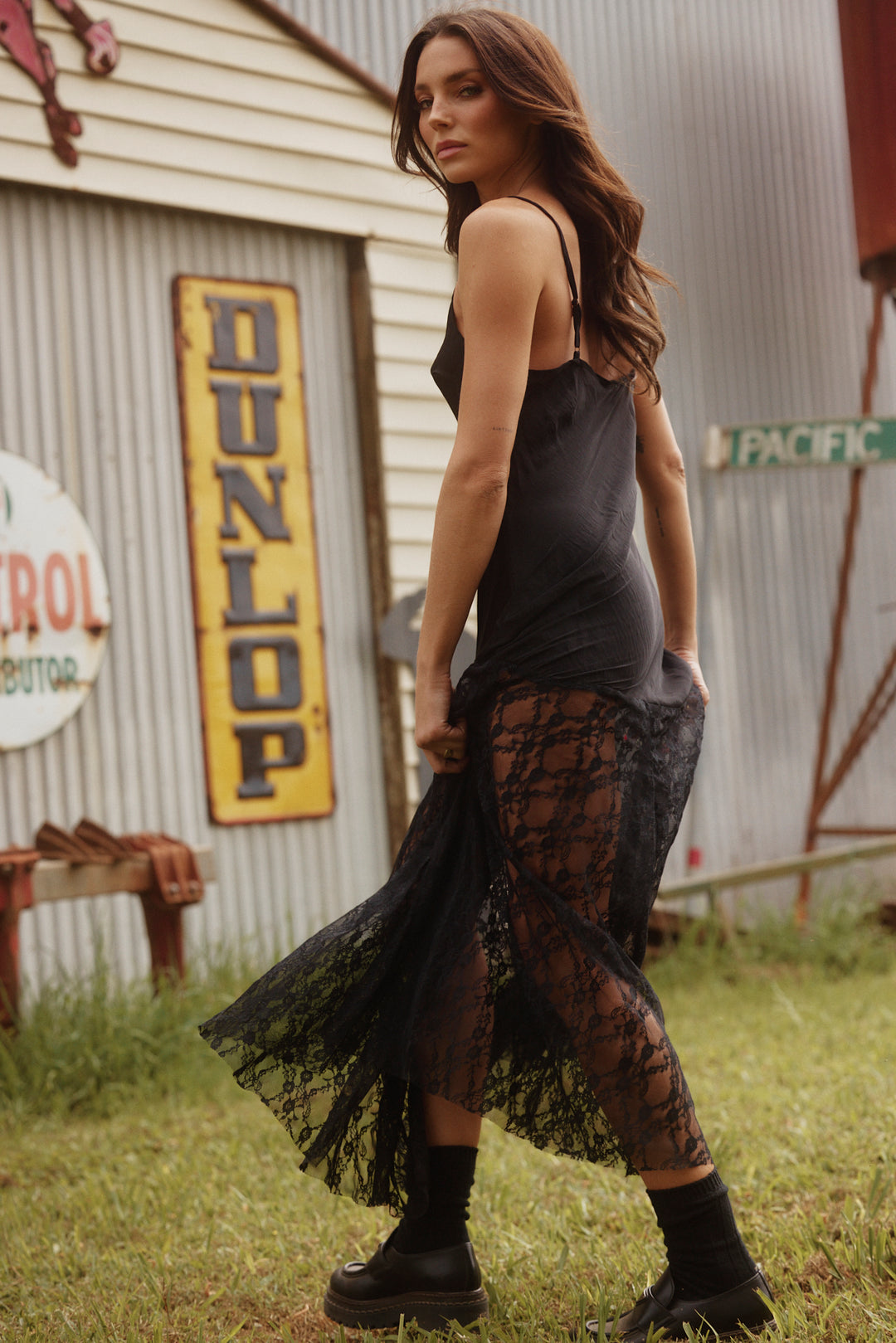 THE LACE MAXI DRESS - BLACK