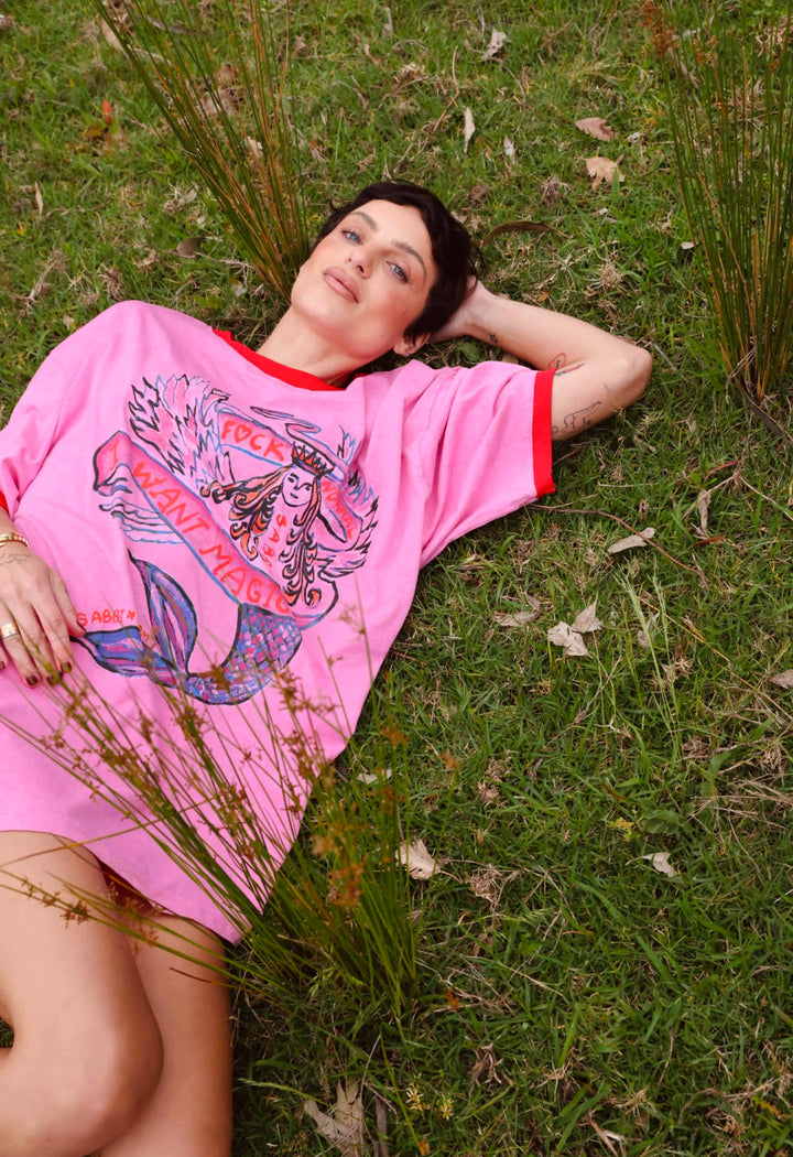 THE VERY OVERSIZED IMPROVE DON'T PROVE TEE - PINK